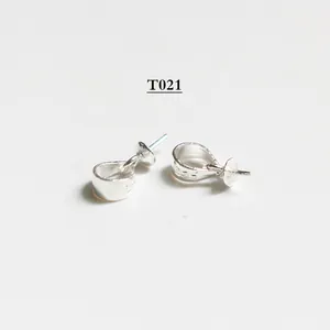 S925 sterling silver pinch bails with flat pin for DIY pearl pendant jewelry making