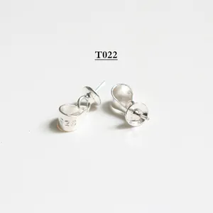 S925 sterling silver pinch bails for DIY pearl pendants with polished finish