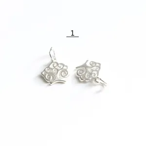 Pendenti a foglia in argento sterling S925 per creazione di collane e gioielli fai-da-te