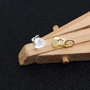 Ciondoli a cuore in argento S925 e placcati oro con zirconi e intaglio a stella