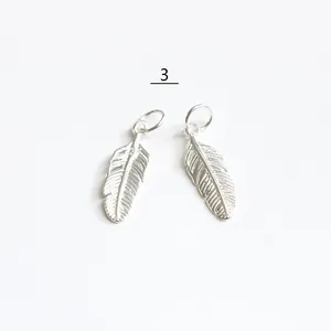 Ciondoli a piuma in argento sterling S925 con punzonatura per gioielli fai da te