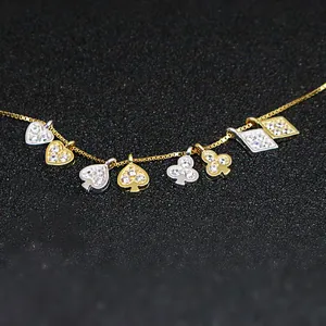 925 Sterling Zilveren Poker Hanger Hart Schoppen Klaver Ruiten Mini Charm Micro Ingelegde Zirkonia DIY Accessoire Sieraden