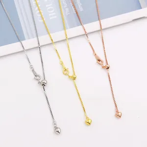 925 Sterling Silver Adjustable Necklace Chopin Box Cross Chain Heart Pendant Sliding Bead Plated Jewelry For Women