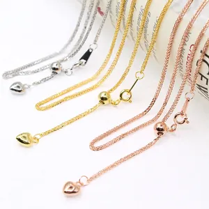 Adjustable S925 sterling silver popcorn chain necklace in silver, gold and rose gold