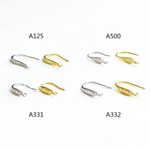 S925 sterling silver earring hooks with cubic zirconia in gold and silver finishes