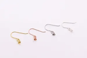 Crochets d'oreilles en argent S925 avec bélières pour perles, disponibles en quatre tons