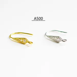 S925 sterling silver zircon earrings hooks in gold and silver for DIY jewelry