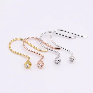 Crochets d'oreilles en argent S925 avec zircons en quatre finitions métalliques chic