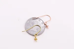 Détail de crochets d'oreilles en argent S925 avec coupelles en or et or rose