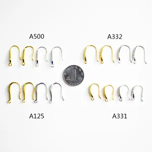 Macro shot of S925 sterling silver zircon earring hooks in gold and silver plating