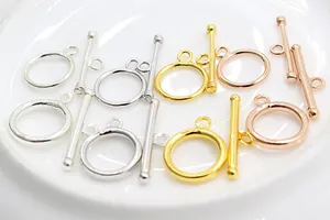 Macro view of polished S925 sterling silver toggle clasps for jewelry DIY making