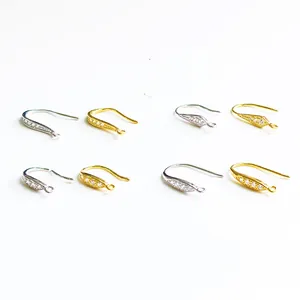 Luxury 925 Sterling Silver Earring Hooks Zirconia Inlaid Gold Silver Plated DIY Jewelry Making Findings Accessories