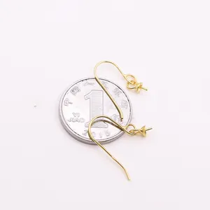 Crochets d'oreilles dorés en argent S925 avec plateau à tiges pour perles DIY
