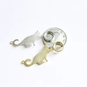 Ciondoli a gatto in argento S925 e oro con base rotonda per creazioni di gioielli fai da te