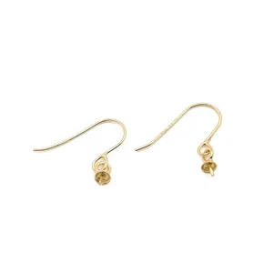 Crochets d'oreilles en argent S925 plaqué or avec coupelles pour perles DIY bijoux