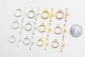 Polished S925 sterling silver OT toggle clasps in gold silver rose gold colors