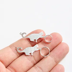 Ciondolo a cornice gatto in argento S925 per creazione di gioielli artigianali DIY