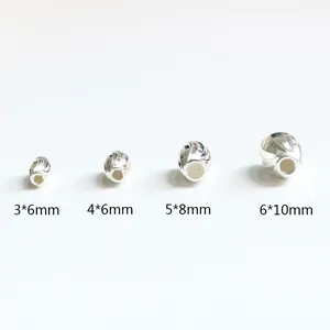 Perle ovali curve in argento sterling S925 con texture a spirale per gioielli fai da te
