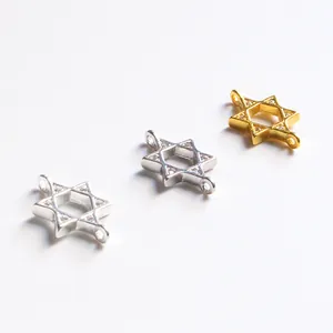 Connecteurs hexagrammes en argent S925 avec micro-pavage de zircone pour bijoux DIY