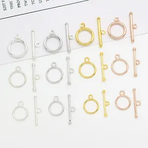 Polished S925 sterling silver OT toggle clasps for DIY jewelry in multiple sizes and colors
