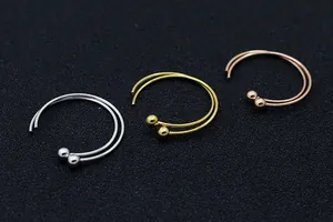 Anelli a doppio strato S925 in argento lucido con perline finali in oro e oro rosa