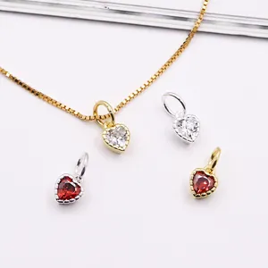 925 Sterling Silver Heart Pendant Mini Zirconia Inlaid Charm For DIY Jewelry Making Bracelet Necklace Accessories Gold Silver Plated