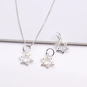 S925 Sterling Silber Hexagramm Davidsstern Anhänger Charm Hohl Geometrisch DIY Schmuckzubehör Für Halskette Armband