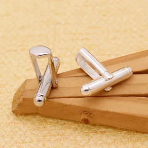 Βάση για Μανικετόκουμπα από Ασήμι 925 DIY Ημιτελή Χειροποίητα Εξαρτήματα Κοσμημάτων Γυαλισμένα Μανικετόκουμπα για Γαλλικό Πουκάμισο