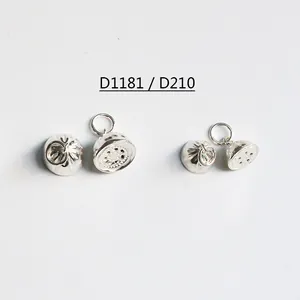 S925 sterling silver hollow lotus seed pod and bun pendant charms for DIY jewelry making