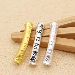3D-Silber-Mantra-Perlen für DIY-Armbänder in Gold-, Silber- und Vintage-Optik