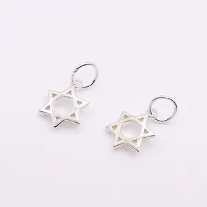 Poliertes S925 Sterlingsilber Hexagonal Stern Anhänger für DIY Schmuckherstellung