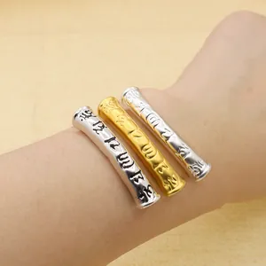 Buddhistische Mantra Silber und Gold Fassperlen am Handgelenk für DIY-Armbänder