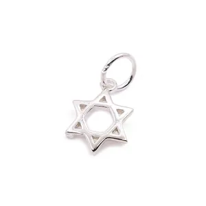 S925 Sterling Silber hohler Sechseck Stern Anhänger für handgefertigten DIY Schmuck
