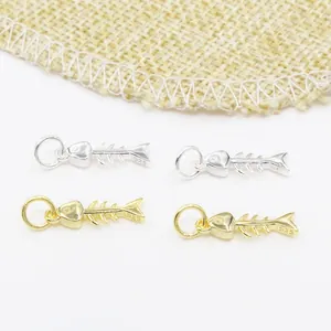 Pendentifs arêtes de poisson en argent S925 doré et argenté pour la création DIY