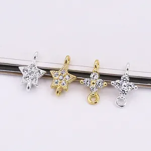 S925 sterling silver star pendants with zircon for DIY necklaces and bracelets
