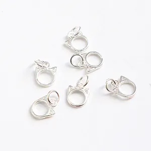 925 Sterling Silver Cat Head Charm Minimalist Animal Pendant For DIY Jewelry Making Bracelet Necklace Accessories Findings