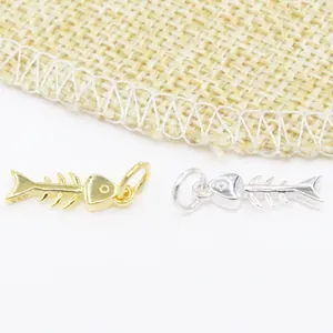 Pendentifs arêtes de poisson en argent 925 massif doré et argenté avec poinçon