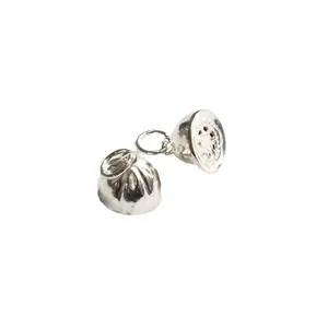 S925 sterling silver lotus seed pod pendants with detailed texture for DIY jewelry making