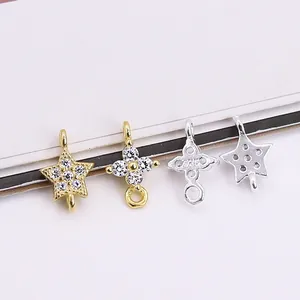 S925 sterling silver star and cross pendants with zircon for DIY jewelry making