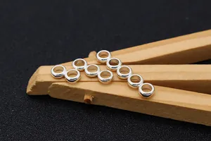 Macro shot of S925 sterling silver multi-row spacer beads for DIY jewelry making