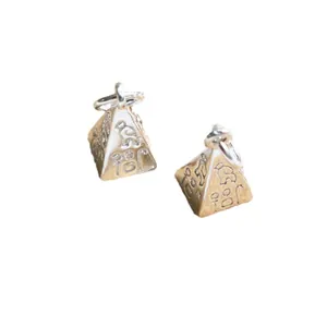 S925 sterling silver pyramid pendant with ancient Egyptian hieroglyphic engravings