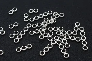 Macro detail of S925 sterling silver multi-row connector spacers for DIY jewelry making