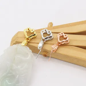 Bélière de Pendentif en Argent Sterling 925 Fournitures Bijouterie DIY pour Collier de Jade Cristal Style Nuage Coeur
