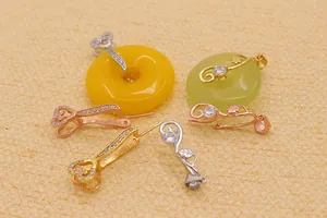 Detailed S925 silver pendant clasps for DIY jewelry in gold, silver and rose gold finishes