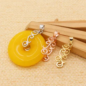 Clip de Colgante de Plata de Ley 925 Nube Auspiciosa Hallazgos de Joyería DIY Conector de Collar Hueco para Jade Ámbar Accesorios