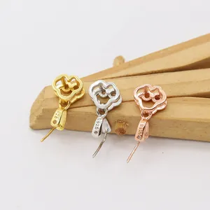 Bélière fleur ajourée en argent S925 doré argenté et rose doré pour bijoux DIY