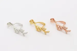 Detailansicht der S925 Silber Blattanhänger-Clips in Gold, Silber und Roségold-Optik