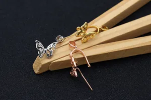 Clips de colgante de mariposa en plata, oro y oro rosa para diseño de joyas de bricolaje