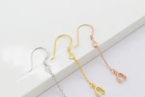 Macro de ganchos de pendientes en plata S925 con borlas y clips en tres tonos de metal