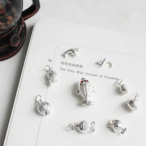 Ciondolo Charme Pesce Delfino Campanello in Argento Sterling 925 Per DIY Creazione di Gioielli Bracciale Collana Regalo